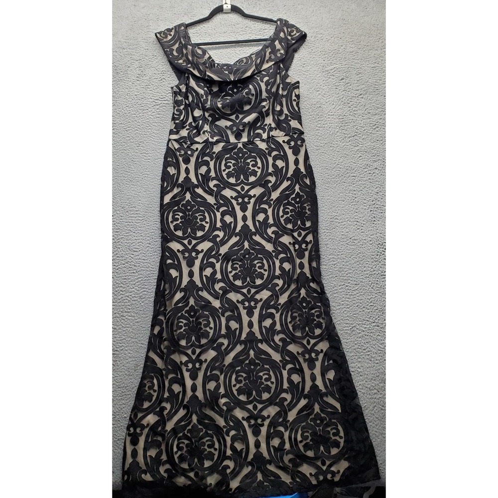28th & Park Double V‎ Gown Formal Dress Womens 16 Multi Spellout Damask Back Zip